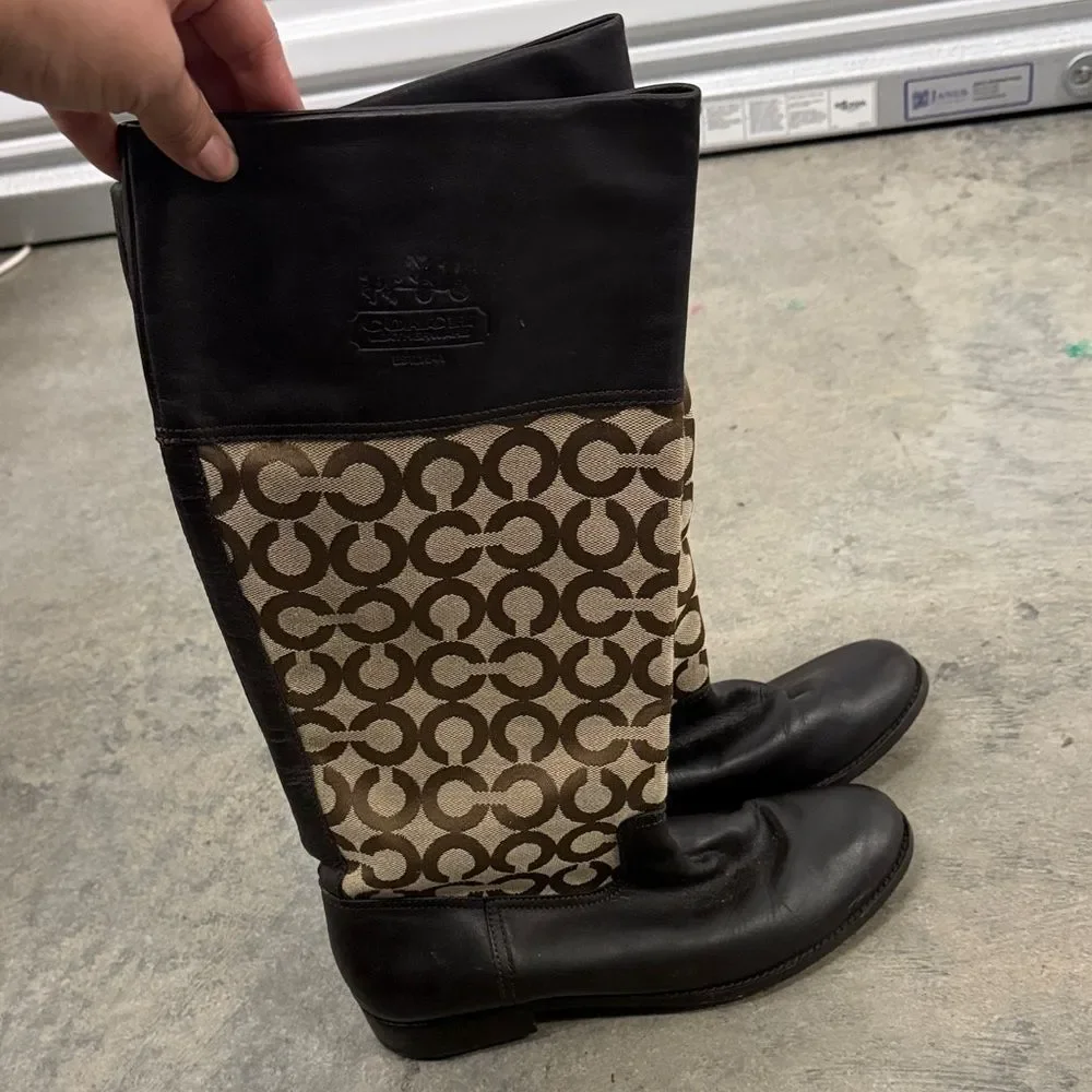 Vintage Coach Black and Brown Patterned Boots